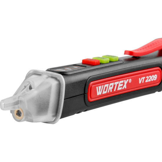Бесконтактный индикатор напряжения WORTEX VT 2209 12-1000 В, световая и звуковая индикация Бесконтактный индикатор напряжения WORTEX VT 2209 12-1000 В, световая и звуковая индикация