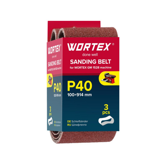 Шлифлента 100x914 мм P40 бесконечная 3 шт. для станка WORTEX GM 1528 Шлифлента 100x914 мм P40 бесконечная 3 шт. для станка WORTEX GM 1528
