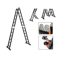 Лестница алюм. многофункц.4х6 ступ.(стрем.-332см,лестн.-690см) 17,0кг BLACK LINE STARTUL (ST9930-06)