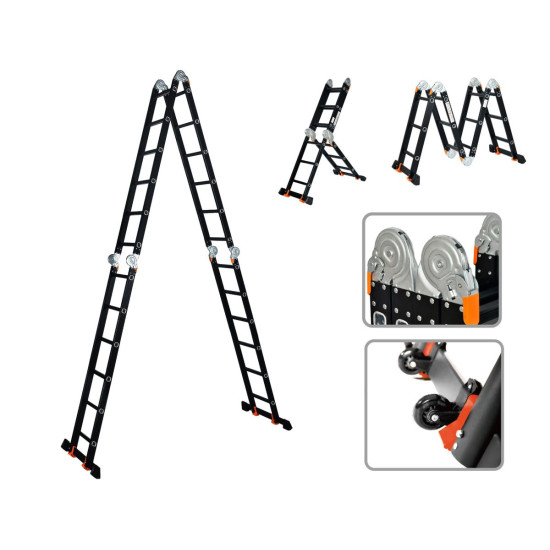 Лестница алюм. многофункц.4х6 ступ.(стрем.-332см,лестн.-690см) 17,0кг BLACK LINE STARTUL (ST9930-06) Лестница алюм. многофункц.4х6 ступ.(стрем.-332см,лестн.-690см) 17,0кг BLACK LINE STARTUL (ST9930-06)