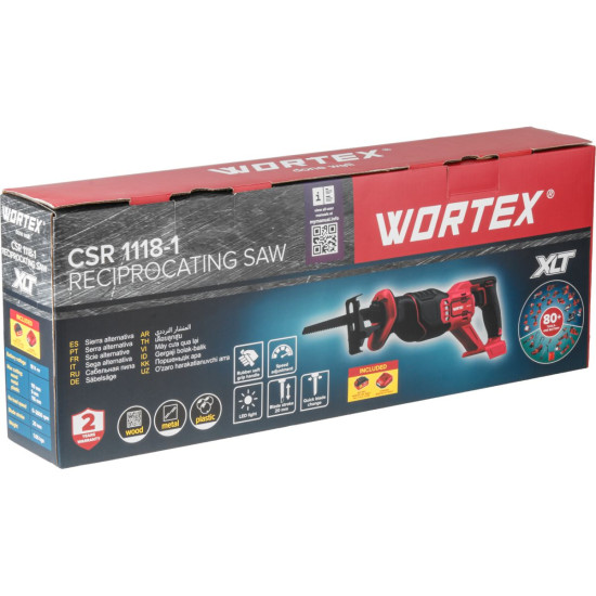 Аккум. сабельная пила WORTEX CSR 1118-1 в кор. ALL1 XLT SET 18В, 4 Ач акб, дер. 110 мм Аккум. сабельная пила WORTEX CSR 1118-1 в кор. ALL1 XLT SET 18В, 4 Ач акб, дер. 110 мм