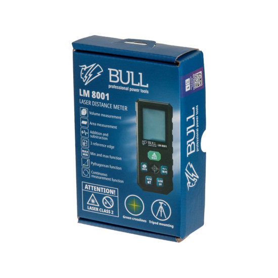 Дальномер лазерный BULL LM 8001 в кор. Проекция креста (зеленый), 0,08 – 80 м, +- 2 мм Дальномер лазерный BULL LM 8001 в кор. Проекция креста (зеленый), 0,08 – 80 м, +- 2 мм