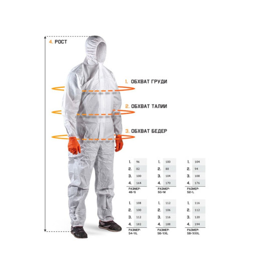 Защитный комбинезон JPC-100 (р-р XXL), (розн.уп.) Jeta Safety Защитный комбинезон JPC-100 (р-р XXL), (розн.уп.) Jeta Safety